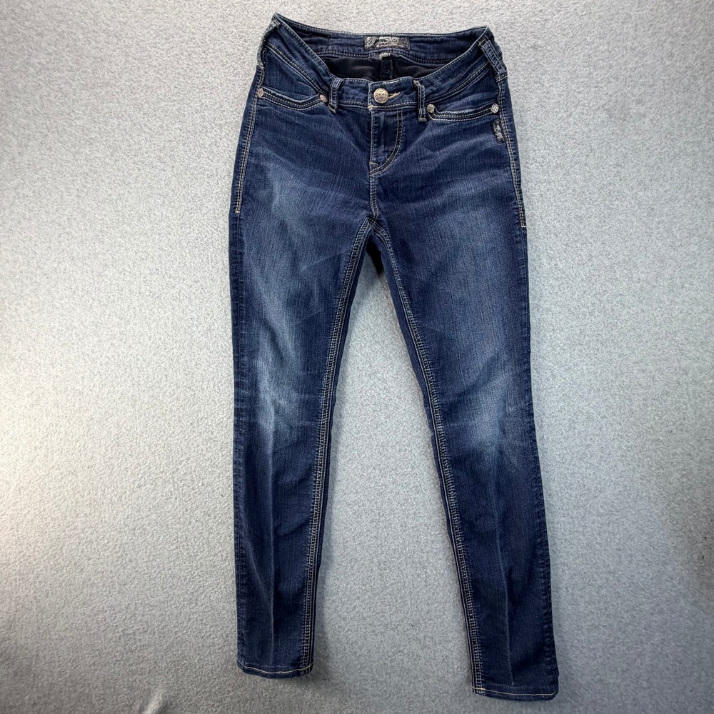 Silver Jeans Co Suki Super High Skinny Dark Wash Denim Blue Jeans W27 L31